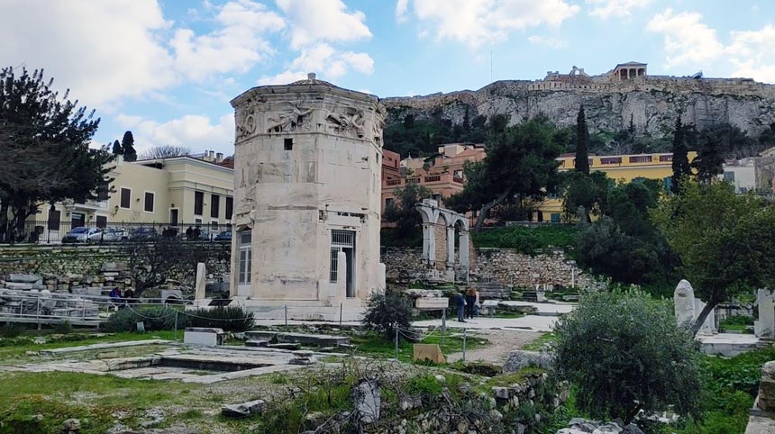 Quarter of Plaka with the monument of the Winds.