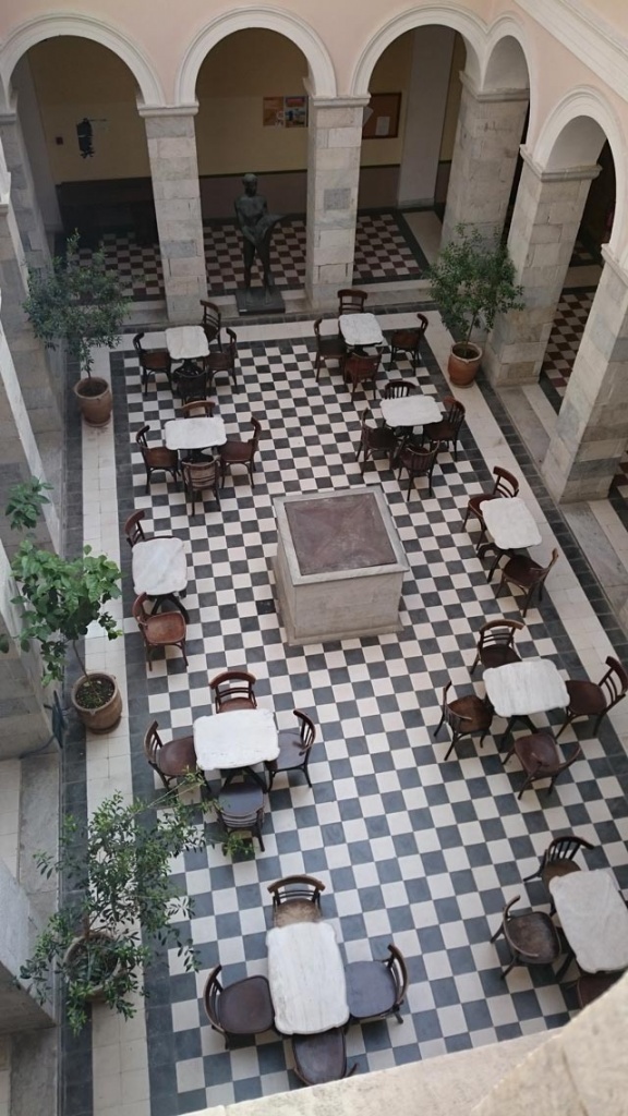 View from atop of the coffee house in one of the Town Hall's atriums.