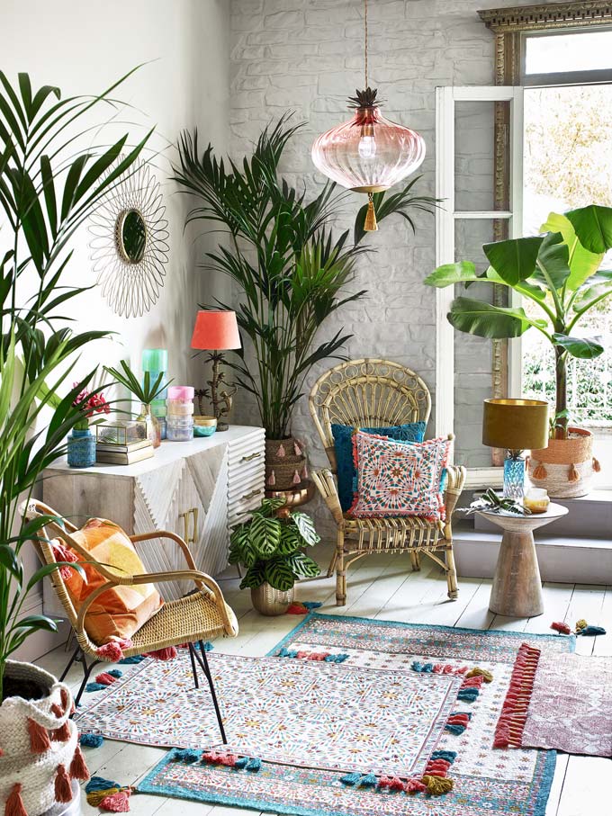 A beautiful chevron pattern sideboard in a bohemian style interior. Wow. Image by Debenhams.