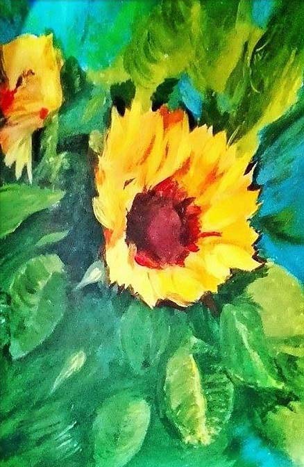 Artwork by Denise Riga: The Sunflower (in acrylics).