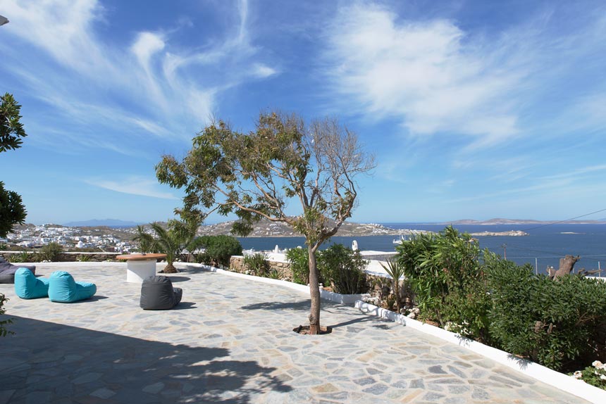 Sea views over Mykonos Chora from Bellou Suites. Image by Antonis Drakakis.