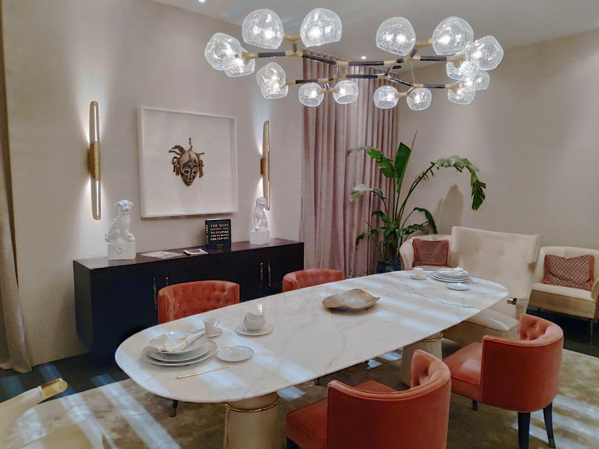 A luxurious dining room from Brabbu Design Forces stand at last year's Salone del Mobile 2019.