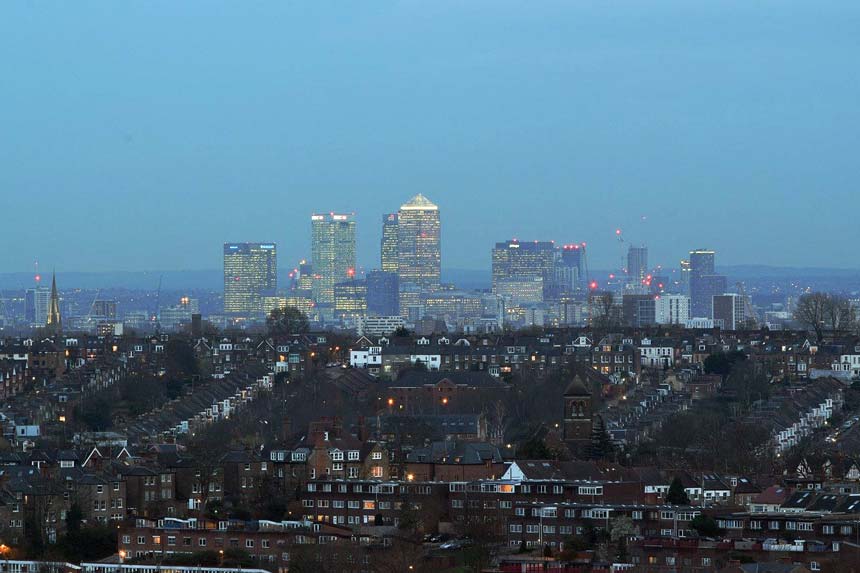 View of London from Alexandra Palace in North London.