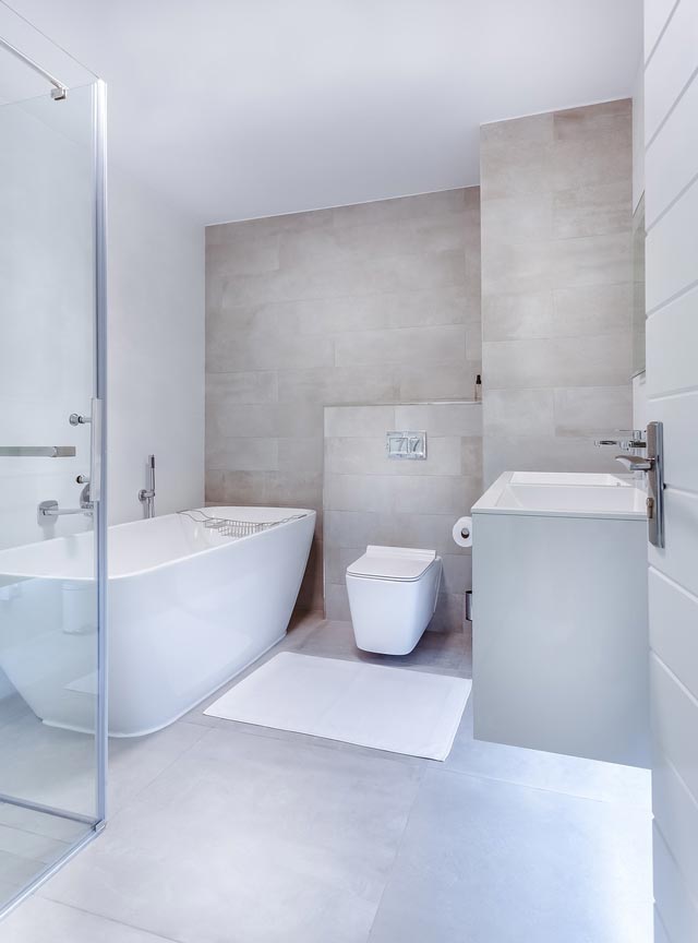 Bathroom improvement ideas: An all white modern bathroom interior.