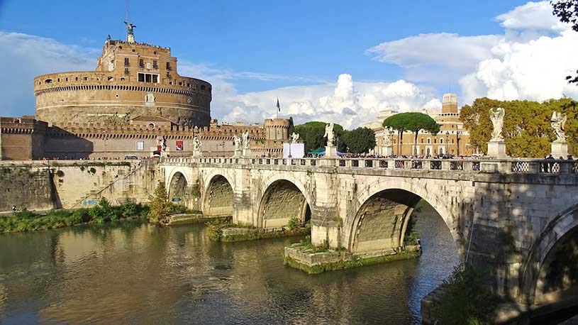 View of Castel Sant' Angelo from the other bank of Tiber
