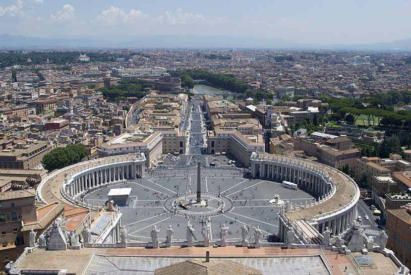 View of Rome from the dome of St. Peter's Basilica in Vatican City