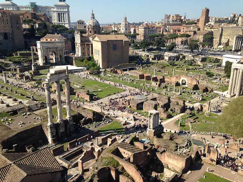 View of the ancients ruins in Rome.