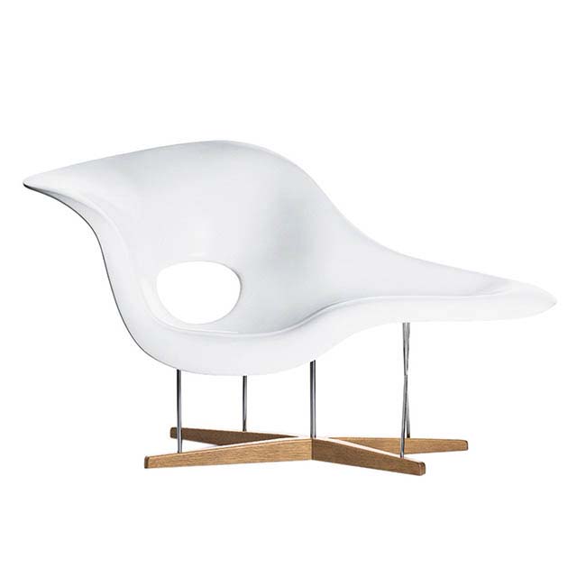 The Vitra Eames La Chaise chair in white first designed in 1948. Image by Nest.co.uk