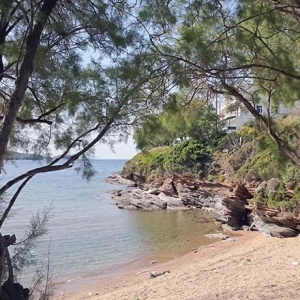 Partial view of the one end of the Batsi beach cove.