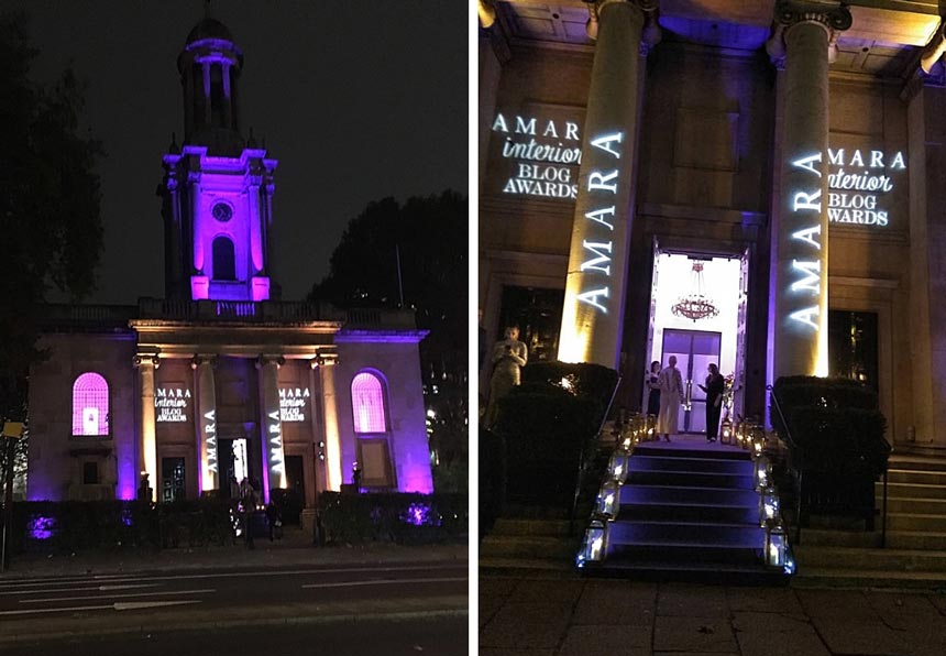 Two images of Marylebone One venue for the Amara Interior Blog Awards.