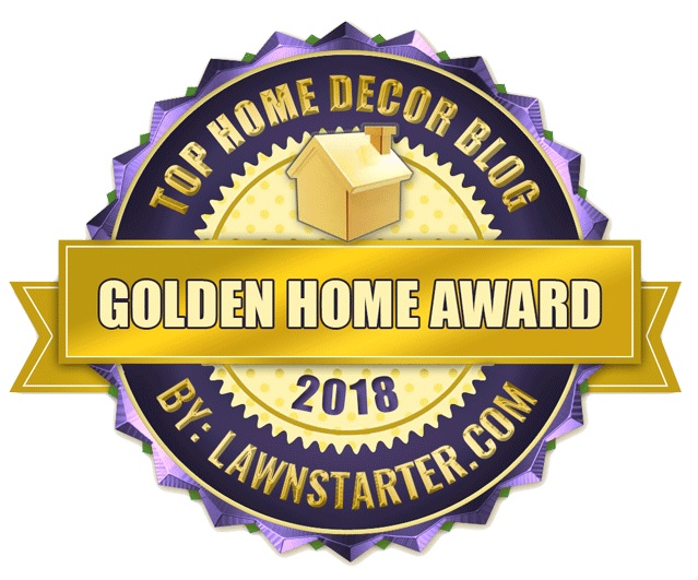 The Golden Home Award badge from Lawstarter.com for the Top Home Decor Blog 2018.