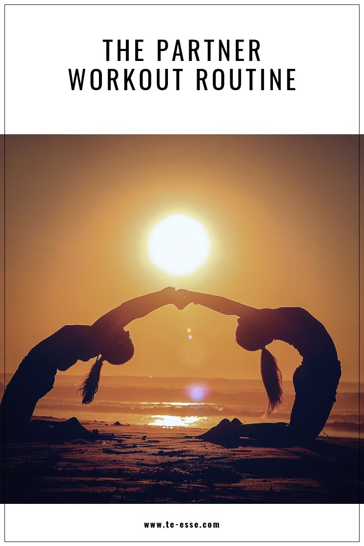 A pin graphic with an image of two girls reaching out their hand to hold each other while arching their backs on a beach with a sun about to set.