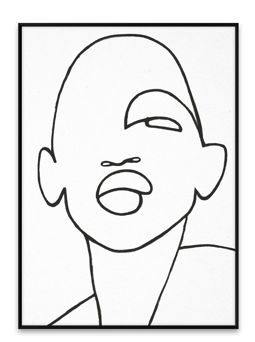 Mindful home decor - line art. A line drawing portrait of a woman. Image by Nest.co.uk.