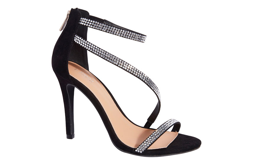 A strappy black high heel evening sandal. Image by Matalan.