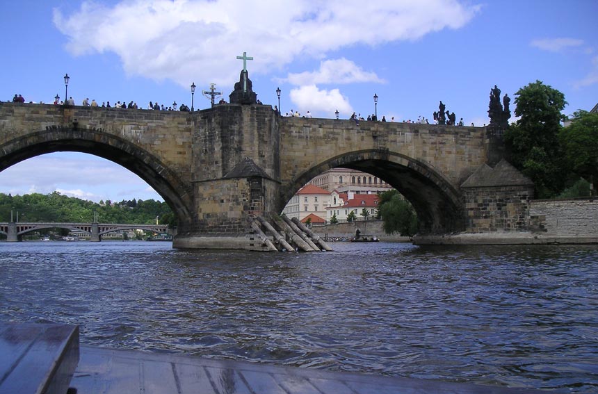 View of the Charles Bridge in Prague.