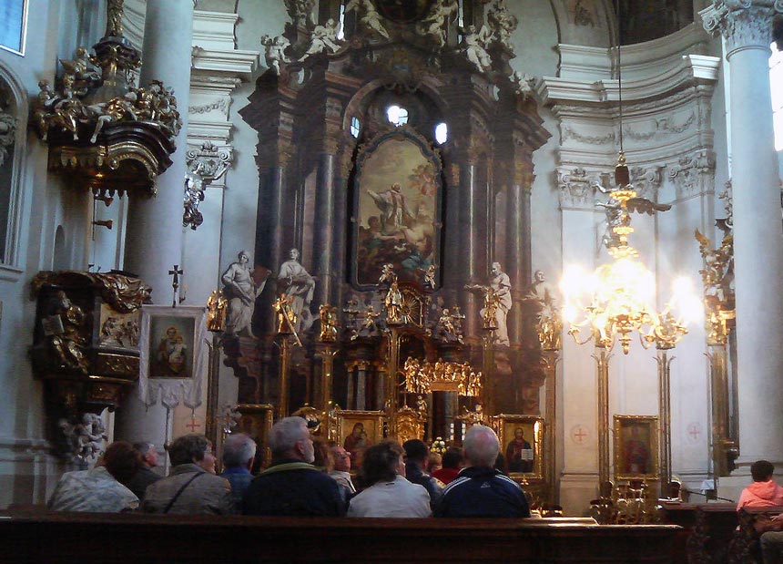 View from the inside of St. Nicholas church in Prague.