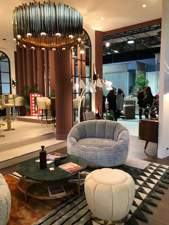 Curvy velvet furniture from the Essential Home stand at the Maison et Objet 2019. Image by Essential Home.