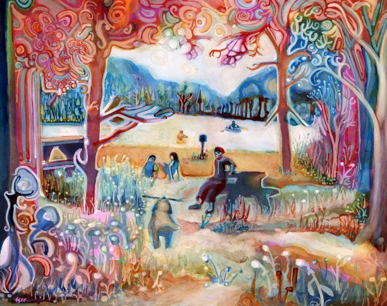 A painting by Josh Buyer named Buntzen Lake.