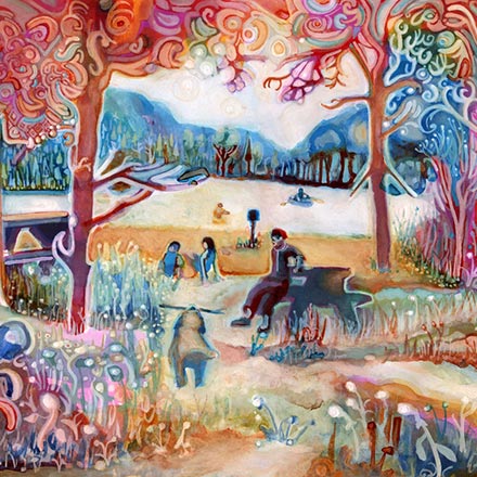 A painting by Josh Buyer named Buntzen Lake.