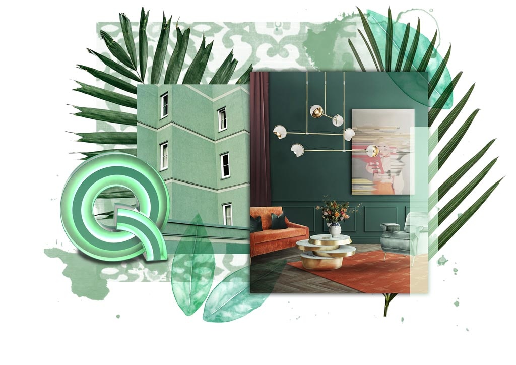 A moodboard for decor based on a green mint hue. Image by DelightFULL.