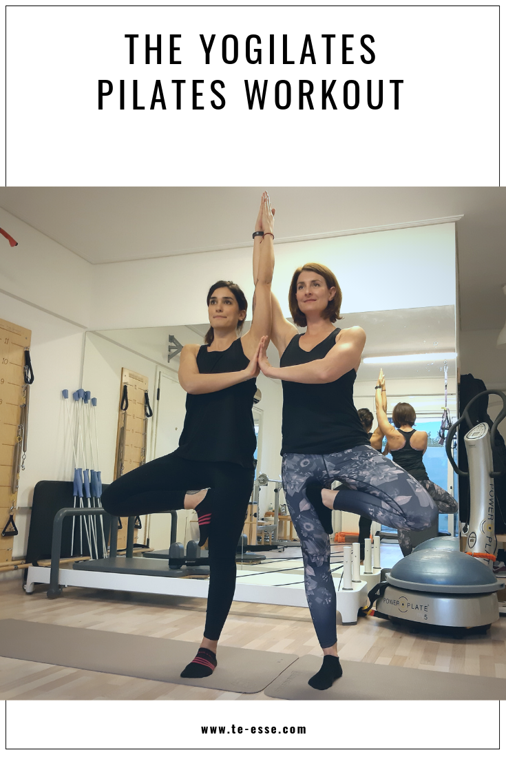 A pin graphic with an image of Ifiyenia and Tina while doing a Yogilates exercise.