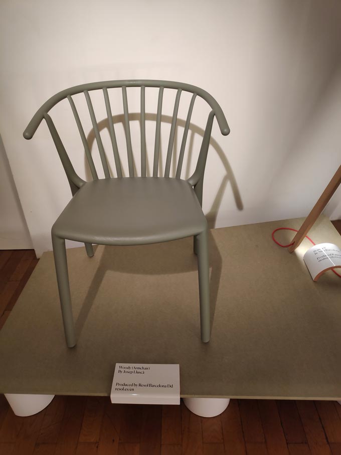 A grey chair designed by a Spanish designer on display during Milan's Design Week.