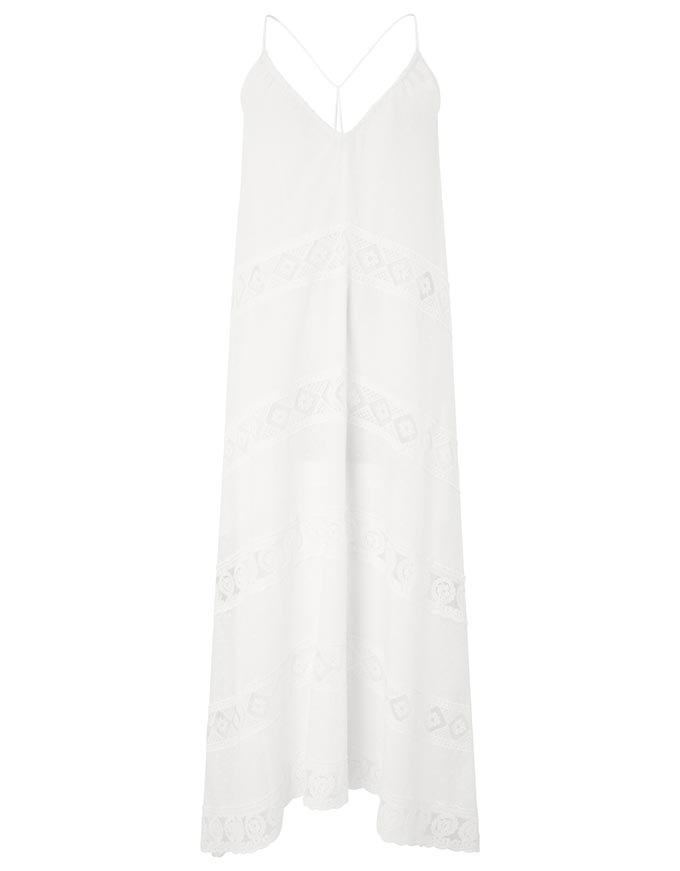 Cut out of a white dress with spaghetti straps from Accessorize.