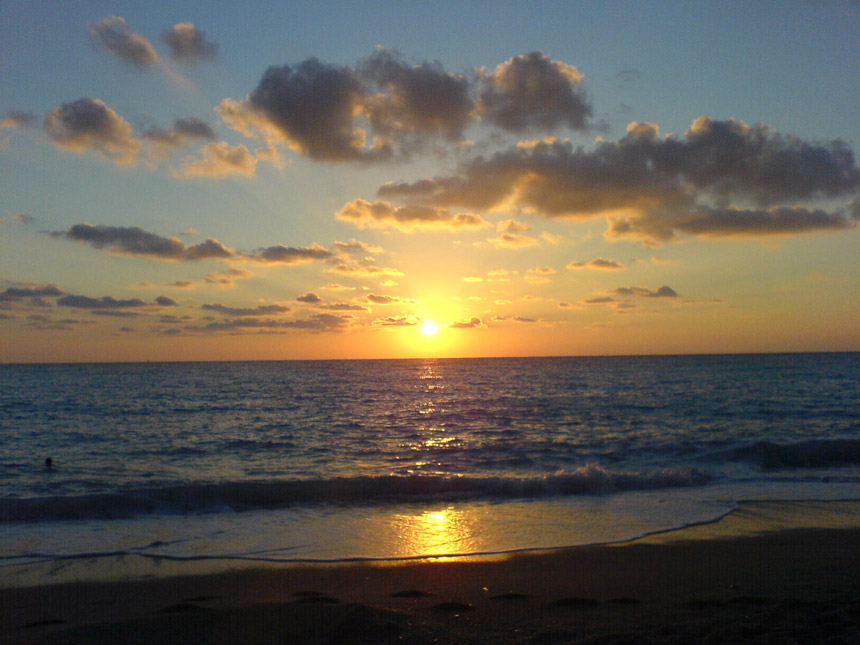 Sunset from the beach of Egremni before the November 2015 earthquake.