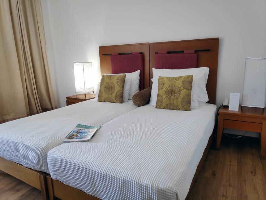 A double bed room at Grecotel Lux Me Rhodos.