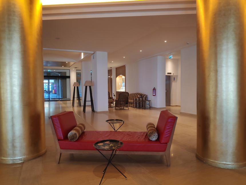 Partial view of the lobby area at Grecotel Lux Me Rhodos.
