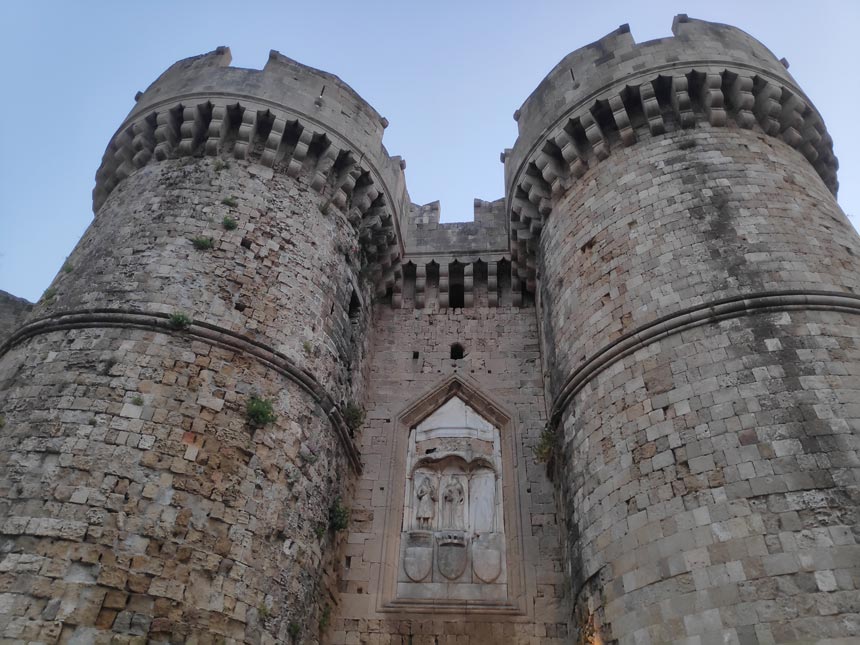 Partial view of the fort surrounding the town of Rhodes.