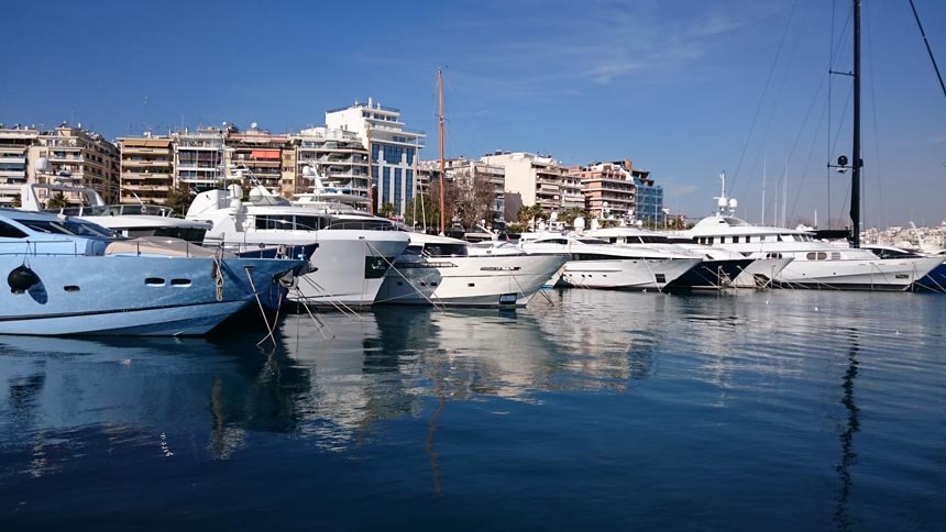 Partial view of the Zea port in Pireaus.