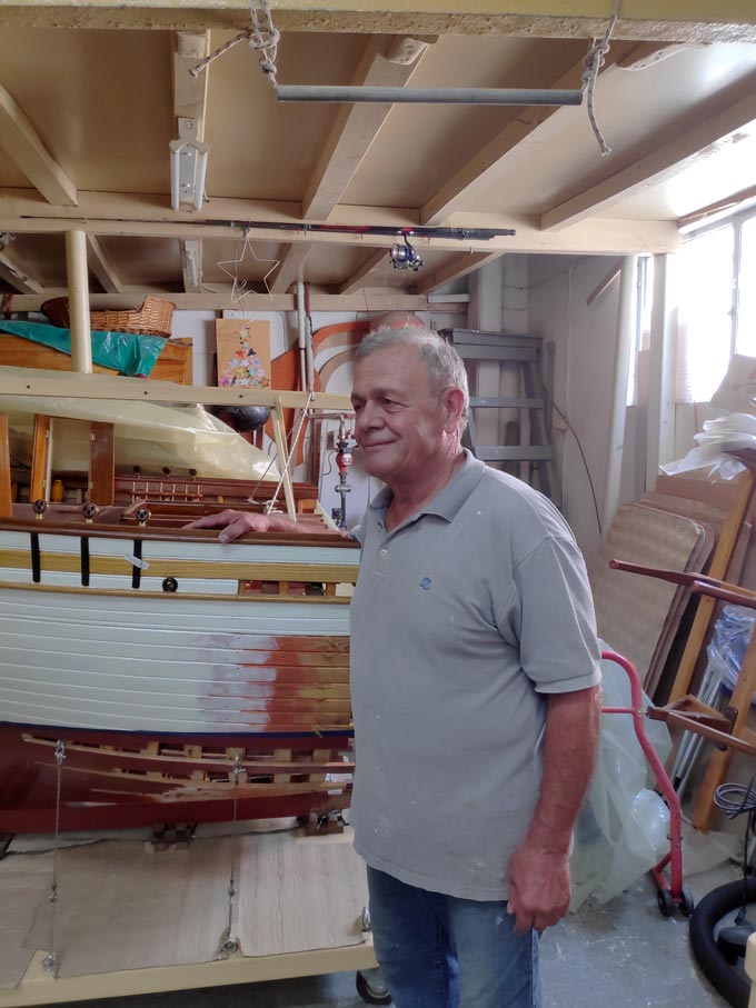 Mr Zorzos, a model boat maker.