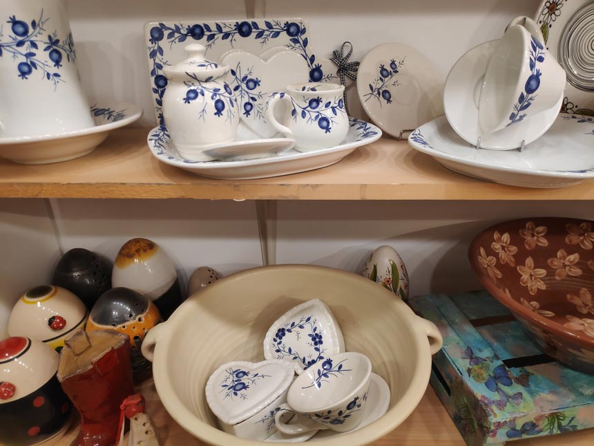 Ceramic bowls and platters hand painted by Maria Banou.
