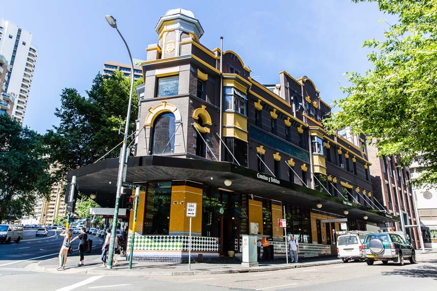 View of the exterior facades of Hotel Harry in Sydney's Surry Hills.