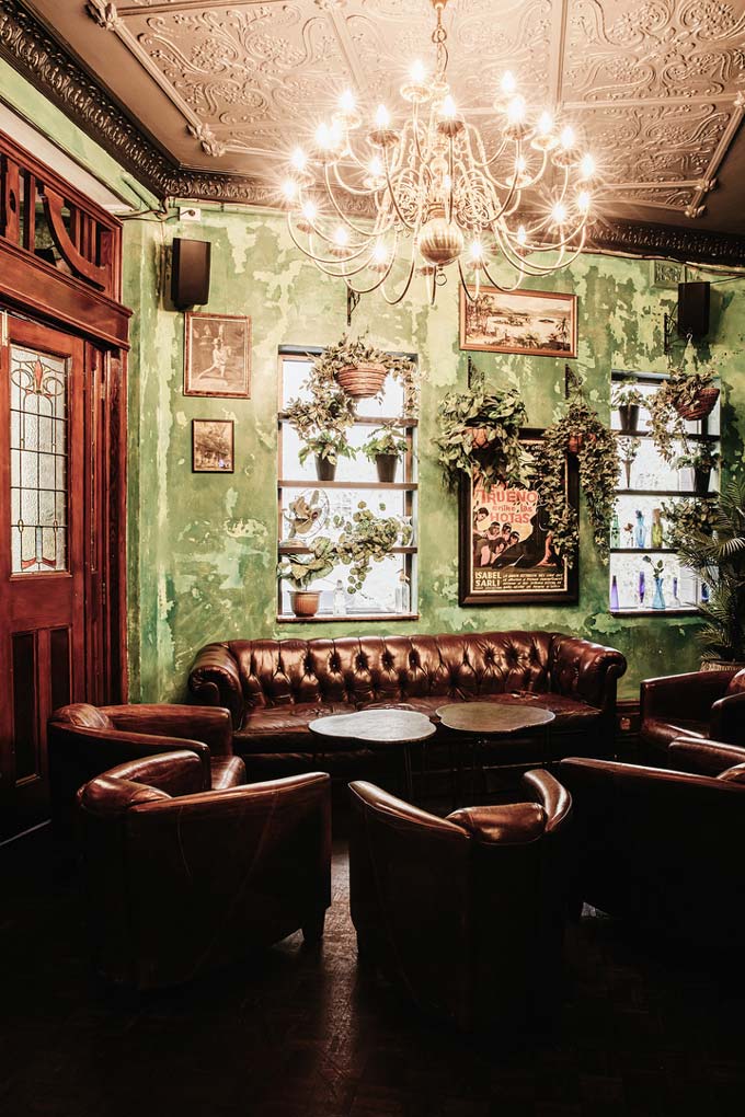 View of the retro looking Parlor of Hotel Harry at Surry Hills, Sydney.