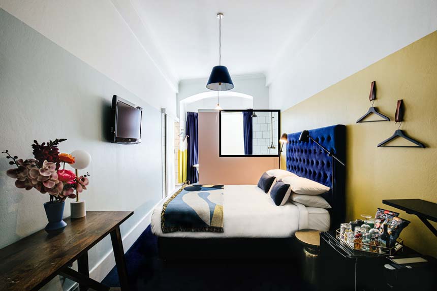 One of the 22 rooms of Hotel Harry at Surry Hills, Sydney.