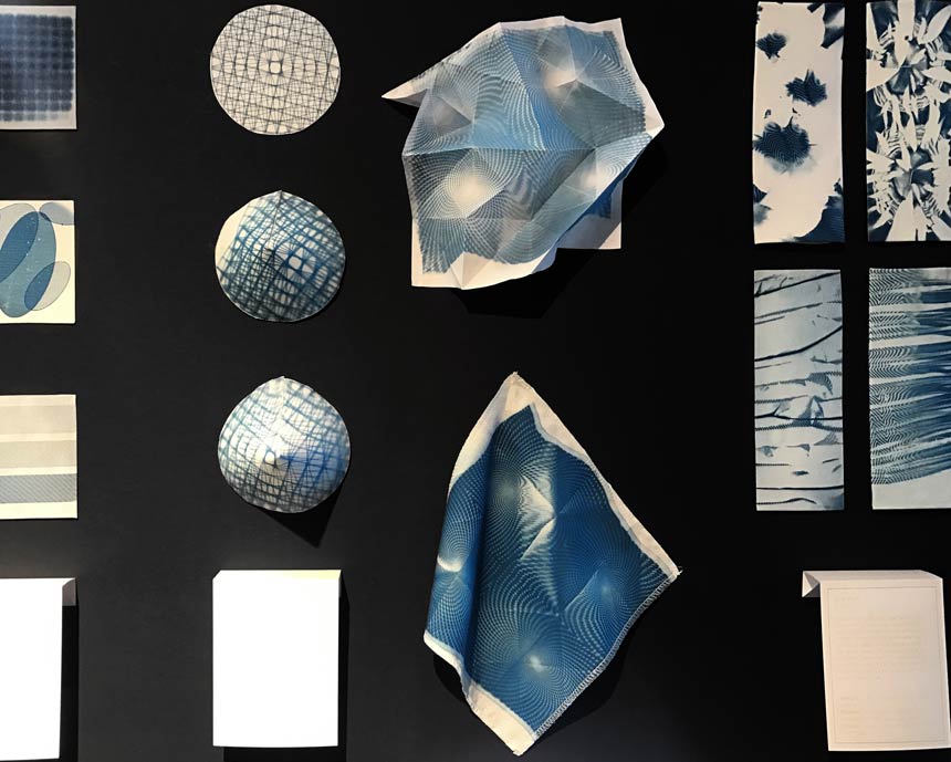 ILPS printing with light. Samples on display made by Madeleine Marquardt for the 2019 Dutch Design Week.