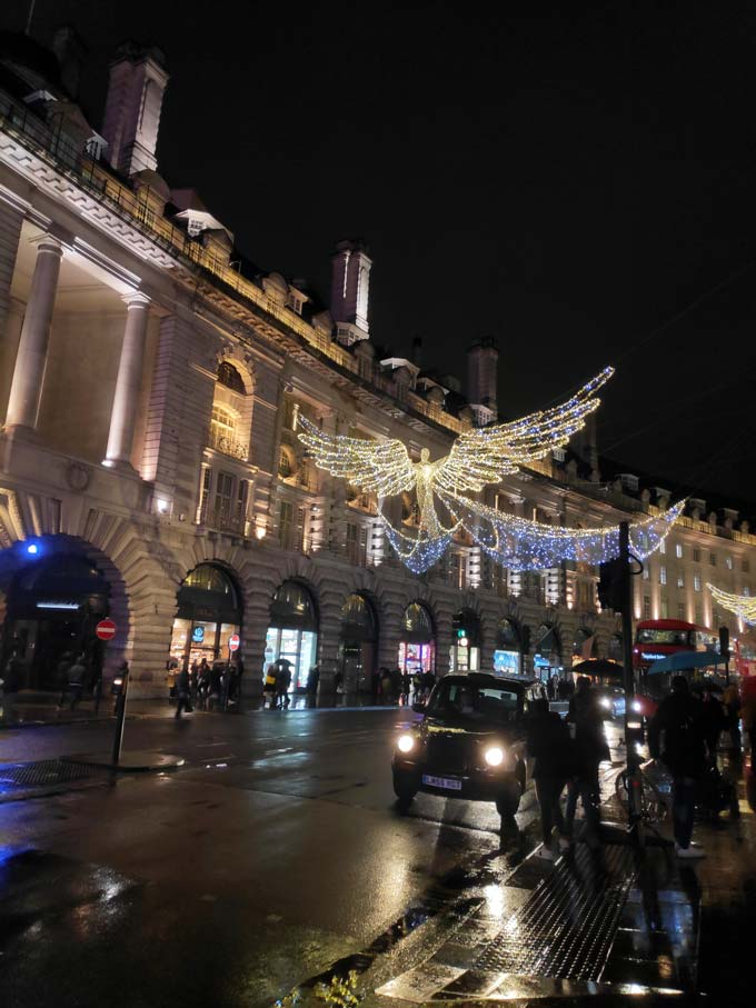 The angels on Regent Street London have lit up again for the holiday season. Image by Velvet.