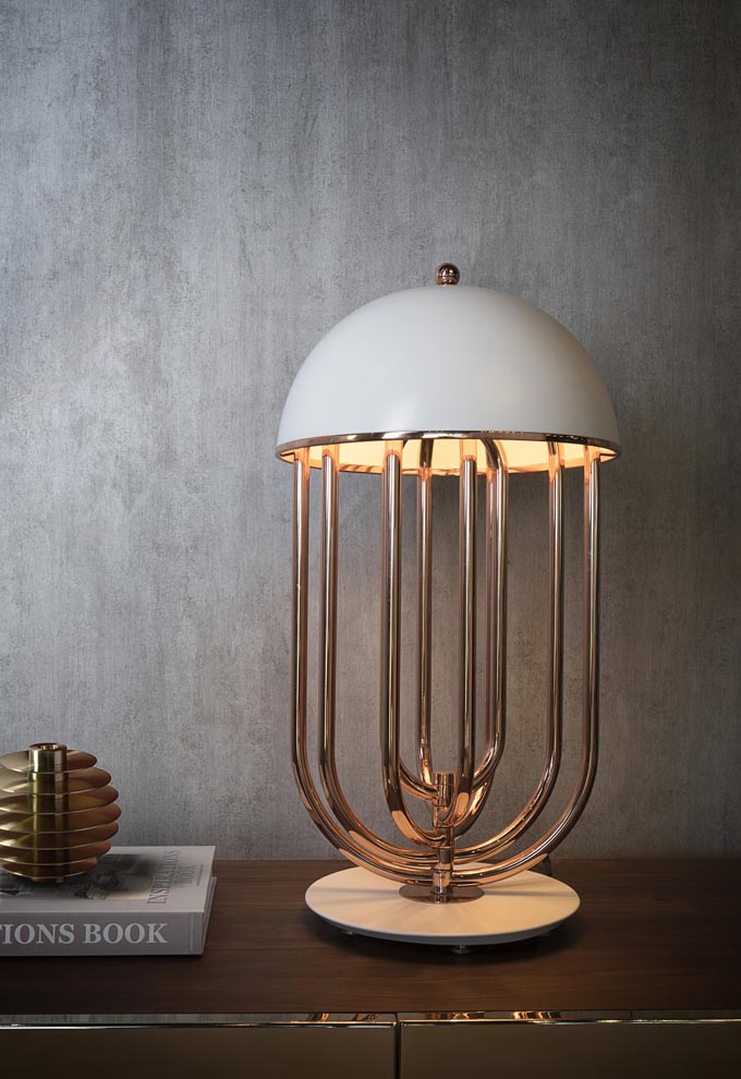 A mid-Century inspired table lamp known as the Turner by DelightFULL.