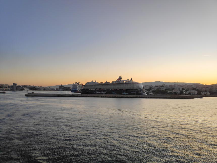 Sailing away from the port of Piraeus.