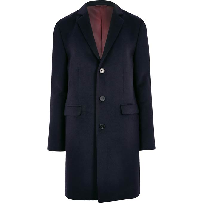 A navy blue coat - image by River Island.