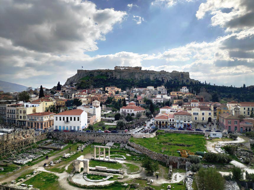 The Parthenon taken from a roof top in Monastiraki next to Plaka, Athens - AFTER editing.