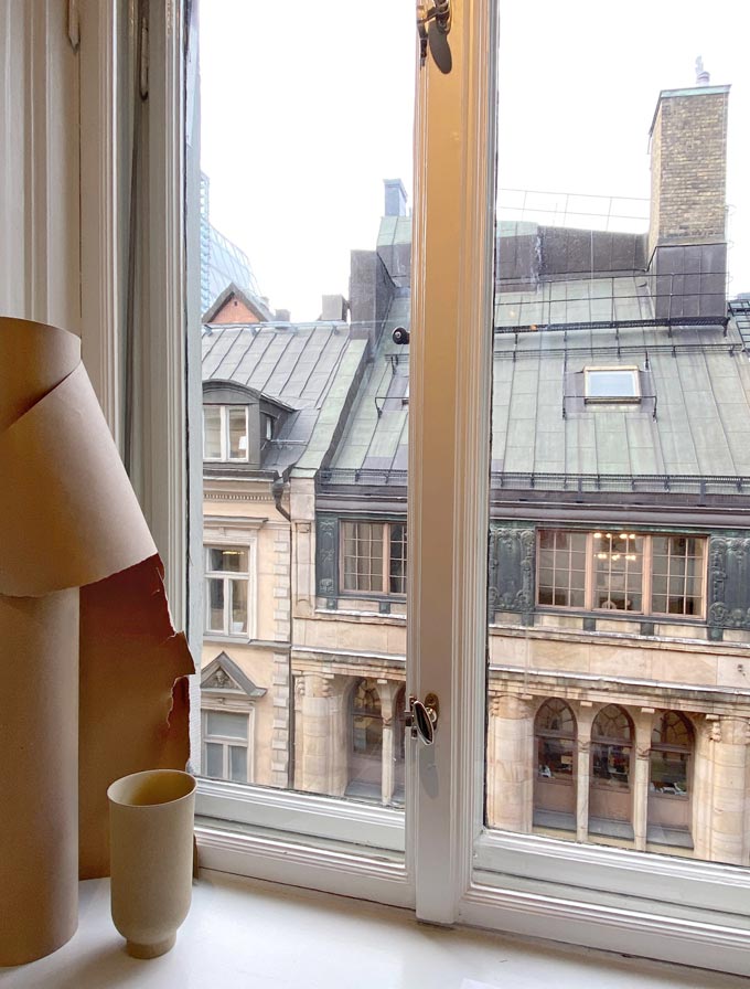Looking out of a window from the Sculptor's Residence in Stockholm's design week 2020. Image: Italianbark.