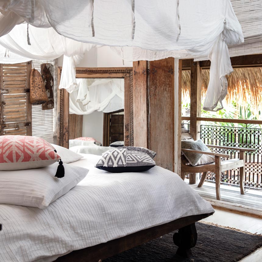 A boho chic bedroom that feels just dreamy. Image: KAS Australia.