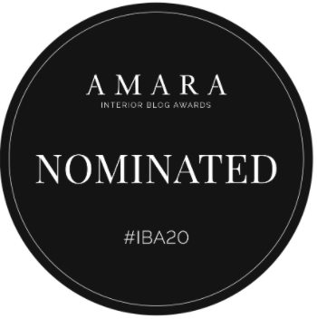 Nominated blog badge of the Amara Interior Blog Awards for 2020.