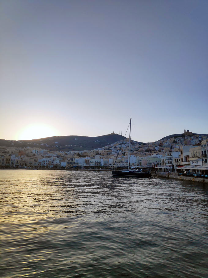 Partial view of the port of Hermoupolis in Syros. Image: Velvet Karatzas.