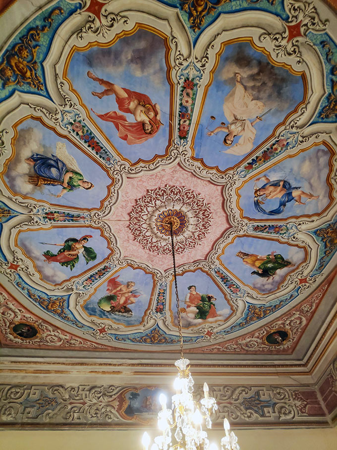 A ceiling mural from a private mansion in Hermoupolis. Image: Velvet Karatzas.