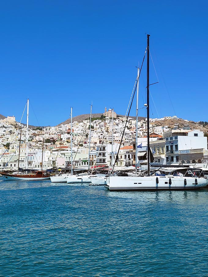 Partial view of Hermoupolis from the port. Image: Velvet Karatzas.