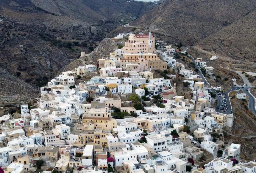 A drone photo of Ano Syros from above. (Image by author).